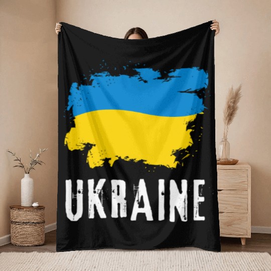 Ukraine Flag Ukrainian Support Pride Throw Blankets