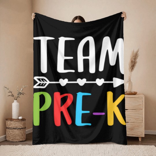 Team Pre-K Teacher Back To School Throw Blankets