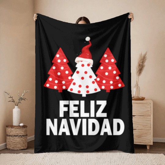 Merry Peruvian Tree Peru Flag Feliz Navidad Throw Blankets