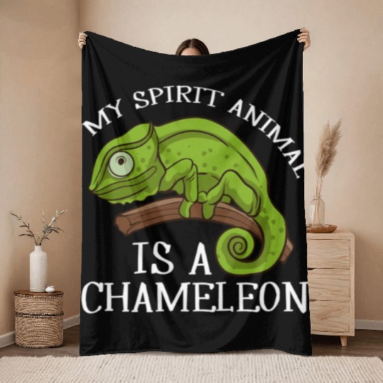 My Spirit Animal Is A Chameleon Lizard Chameleon Throw Blankets
