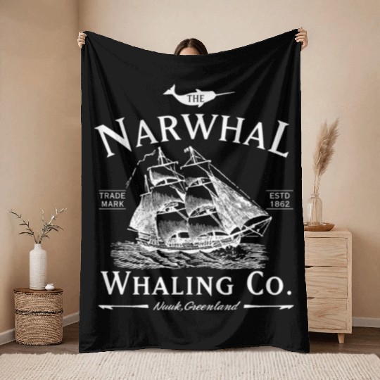 Narwhal Whaling Co Throw Blankets