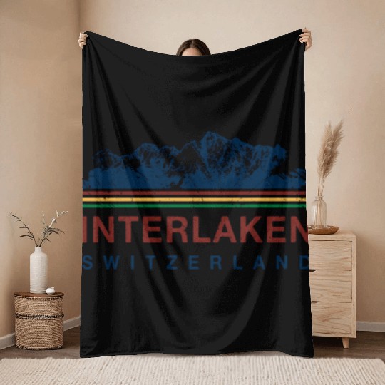 Switzerland Interlaken Swiss Mountain Climbing Throw Blankets