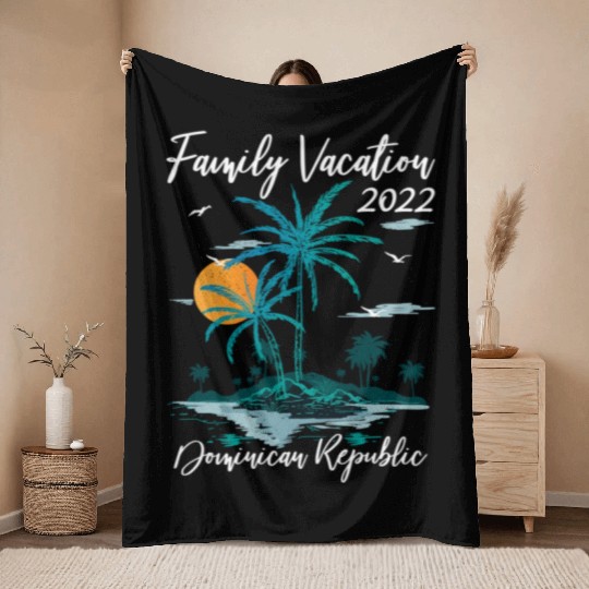 Sunset Family Vacation 2022 Dominican Republic Bea Throw Blankets