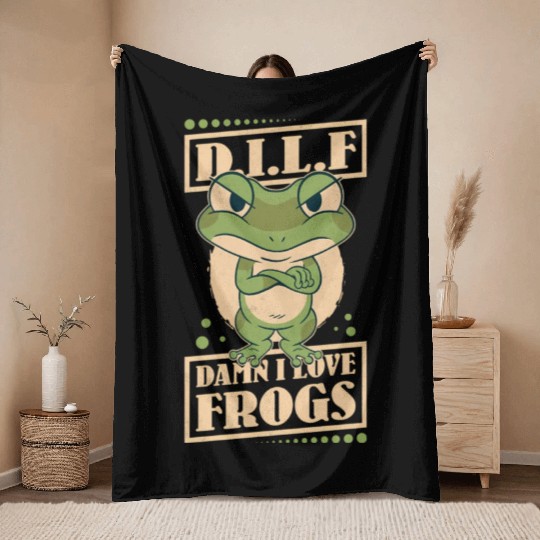 Damn I Love Frogs Throw Blankets
