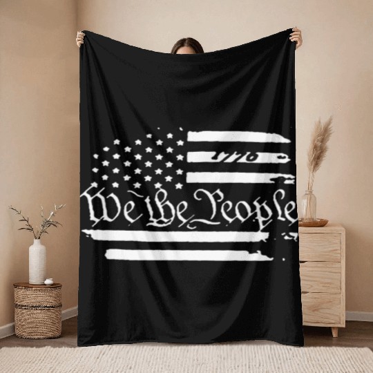 Old American Flag Patriotic 1776 We The People Usa Throw Blankets