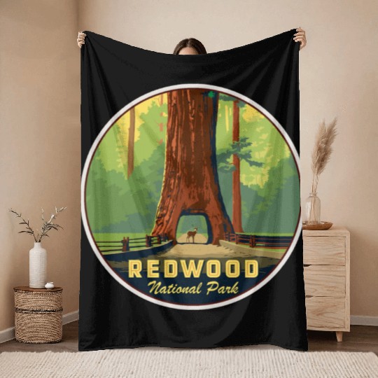 Redwood National Park Throw Blankets