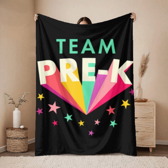 Team Pre K Teacher Back To School Throw Blankets