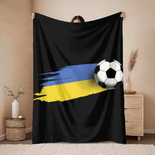 Ukraine Flag Jersey Ukrainian Soccer Team Ukrainia Throw Blankets