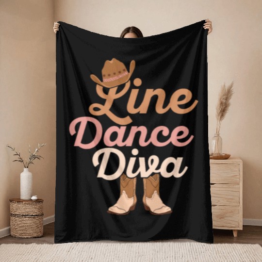 Line Dance Diva Western Country Music Throw Blankets