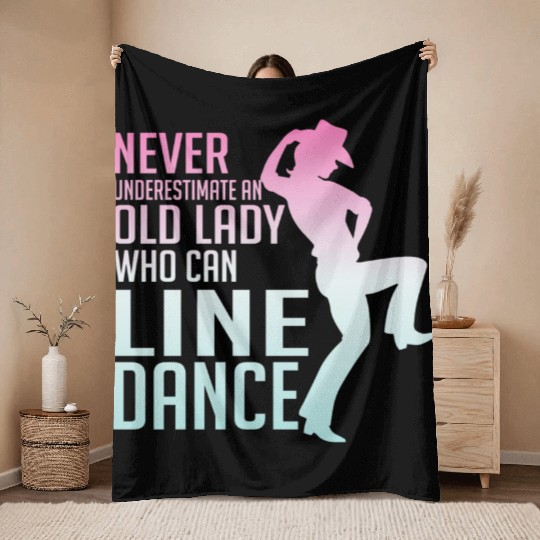 Never Underestimate a Lady Who Line Dance Western Throw Blankets