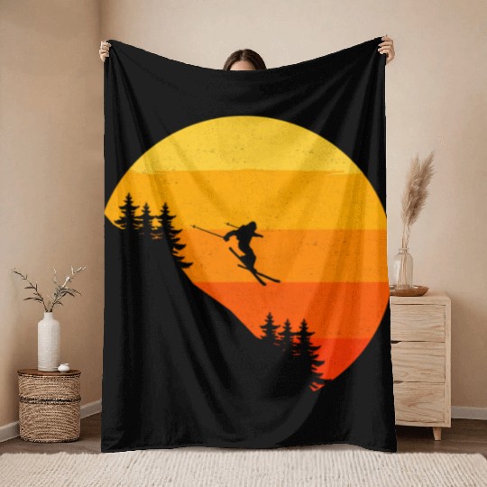 Ski Skiing Skier Ski Throw Blankets