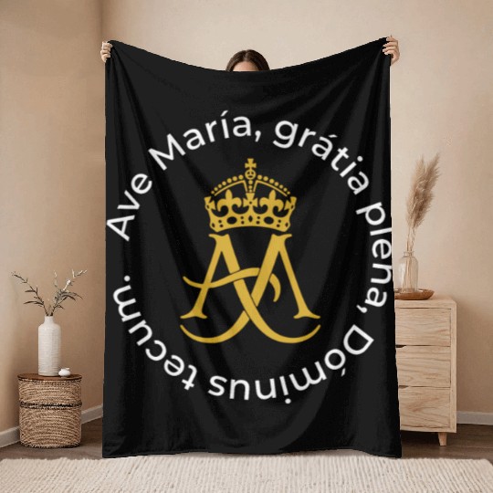 Ave Maria Catholic Rosary Throw Blankets