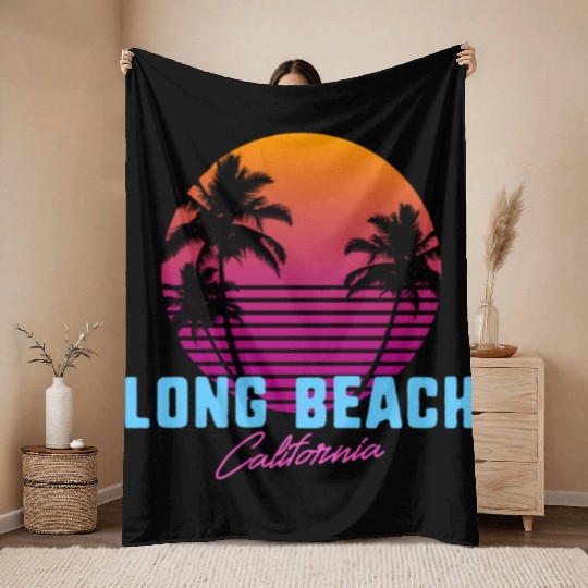Long Beach California Throw Blankets