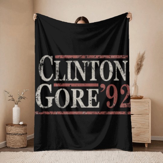 Distressed Bill Clinton Al Gore 1992 Throw Blankets
