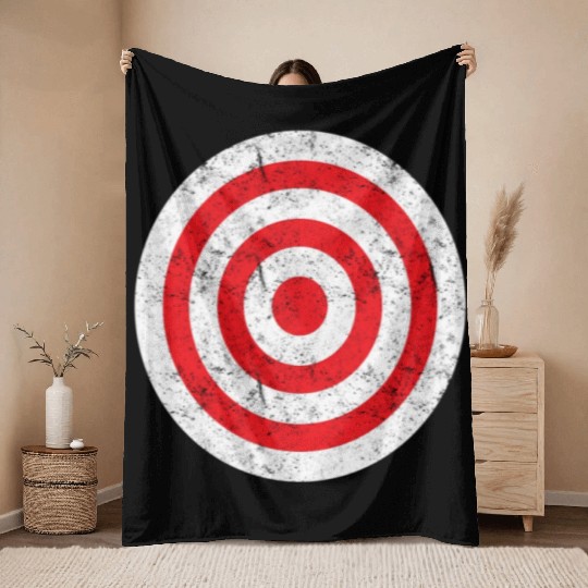 Print On Back Bullseye Target Bulls Eye Fun Throw Blankets