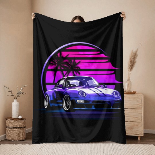 Vaporwave Sunset 80S Car Throw Blankets