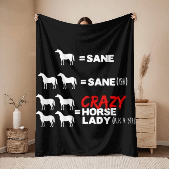 Crazy Horse Lady Throw Blankets