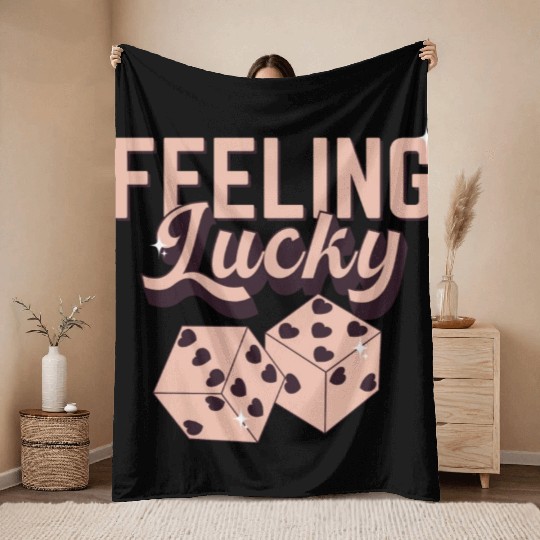 Feeling Lucky Retro Valentine 1 Throw Blankets