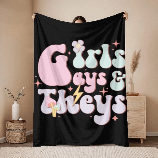 Girls Gays And Theys, LGBT Pride Month Throw Blankets