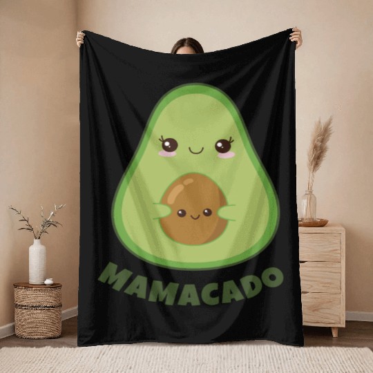 Mamacado Announcement Pregnant Avocado Pregnancy Throw Blankets