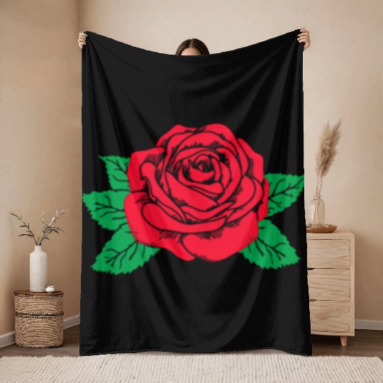Red Rose Flower Aesthetic Soft Grunge Punk E Throw Blankets