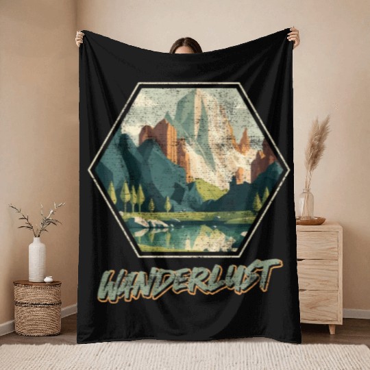 Wanderlust Mountaineer Hiking Mountain love Throw Blankets