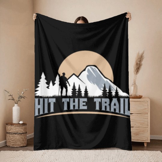 Hit the Trail Mountaineers Wanderlust Hiking Throw Blankets