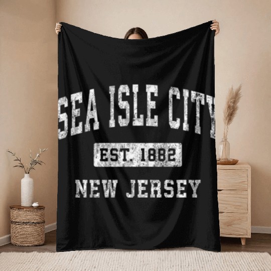 Sea Isle City New Jersey Nj Established Sports Throw Blankets