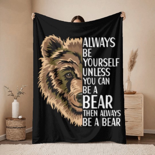 Bear Grizzly Wildlife Animal For Throw Blankets