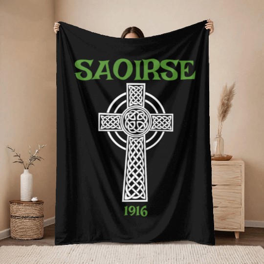 Saoirse Meaning Freedom Irish Republican With Celt Throw Blankets