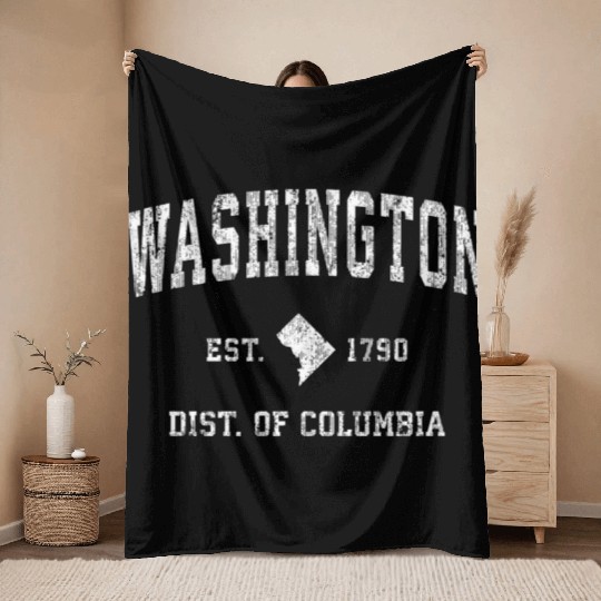 Washington Dc Athletic Sports Throw Blankets