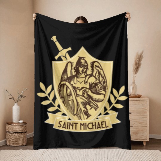 Saint Michael Patron Saint of Police Officers Throw Blankets