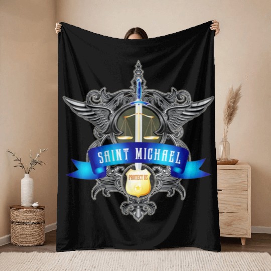 Saint Michael Patron Saint of Police Officers Throw Blankets