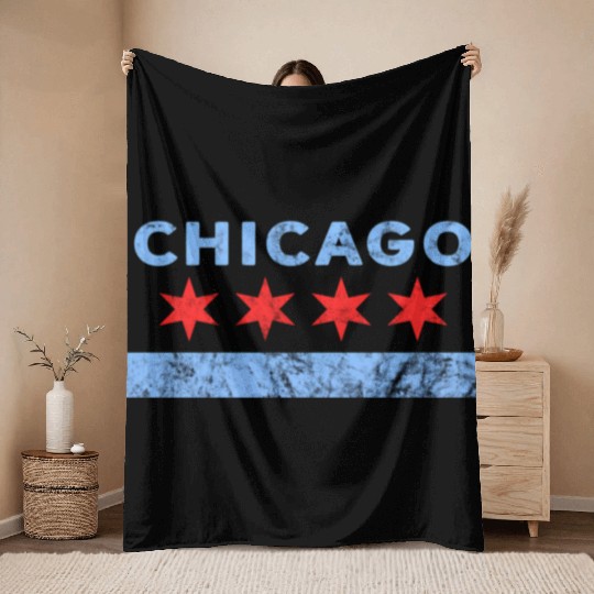 Chicago - Chicago Flag Throw Blankets