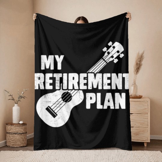 Ukulele My Retirement Plan Instrument Image Throw Blankets