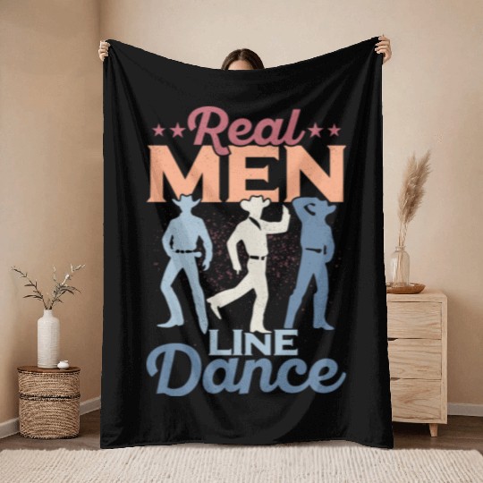 Real Men Line Dance Western Country Music Throw Blankets