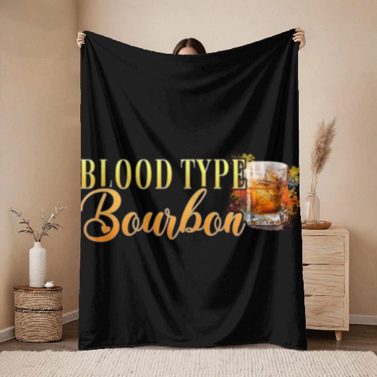 Blood Type Bourbon Cocktail Bartender Throw Blankets