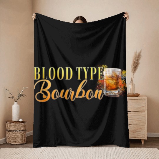 Blood Type Bourbon Cocktail Bartender Throw Blankets