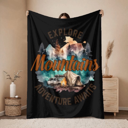 Camping Gear, Adventure Time Throw Blankets, Hiking Throw Blankets