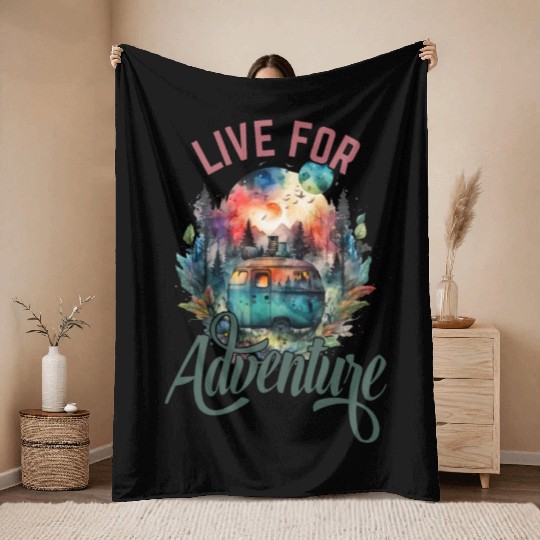 Embrace the Thrill of Life: Live for Adventure Throw Blankets