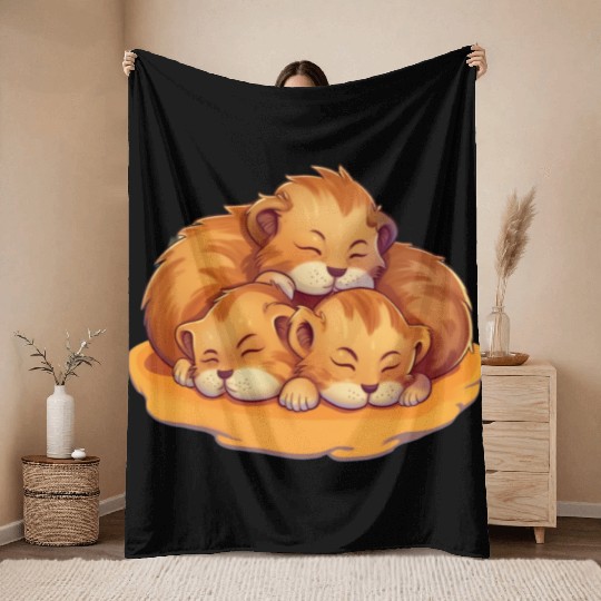Sleeping lion cubs Throw Blankets