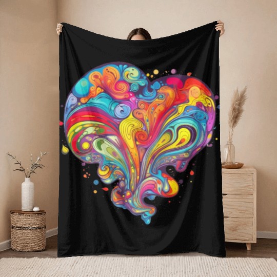 Psychedelic Love Throw Blankets