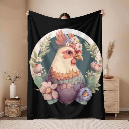 Cottagecore Cute Pet Chicken Farm Animal Throw Blankets