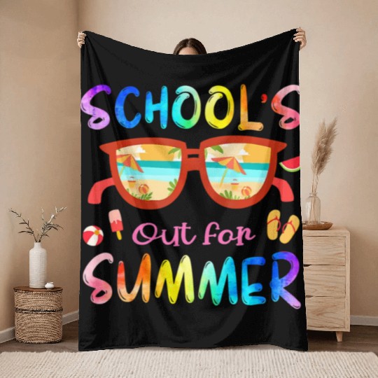 Schools Out For Summer Last Day Of School Teacher Throw Blankets