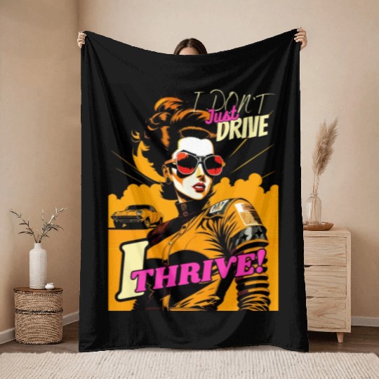 Diesel Diva: A Retro Driver Design v8 Throw Blankets