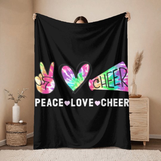 Peace Love Cheer Tie Dye Cheerleading Cute for Che Throw Blankets