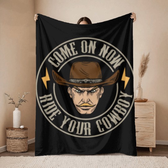Cowboy Barn Bull Rider Rodeo Country Western Gift Throw Blankets