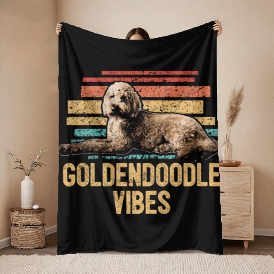 Goldendoodle Vibes Cute Dog Mom Doodle Dog Dad Throw Blankets