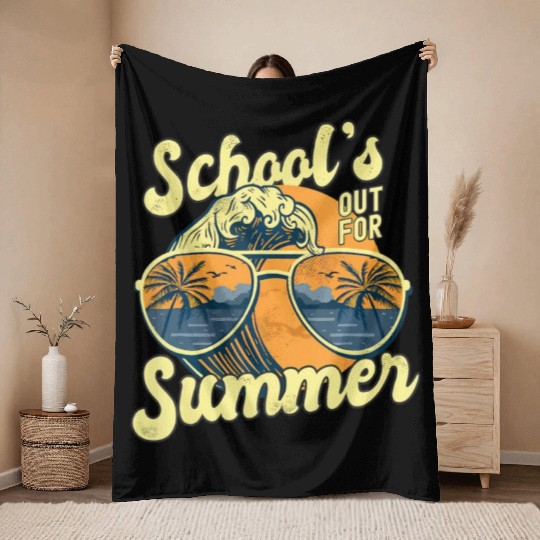 Schools Out For Summer For Teacher Cool Last Day V Throw Blankets
