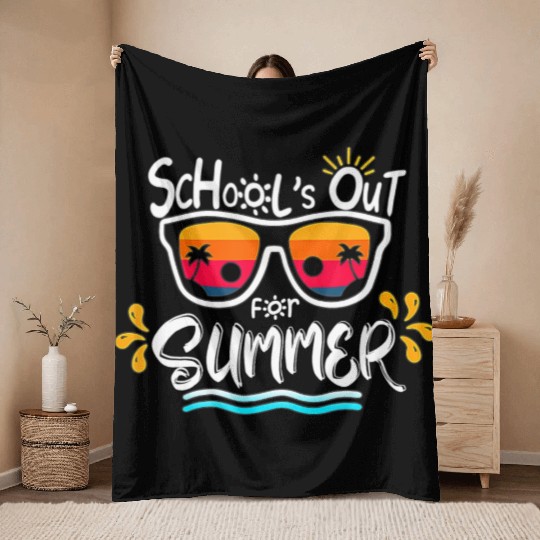 Schools Out For Summer Last Day Of School Teacher Throw Blankets